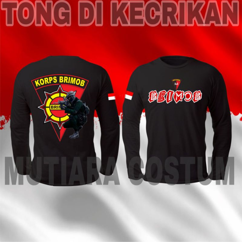 KAOS PRIA || KAOS LENGAN PANJANG LOGO KORPS BRIMOB