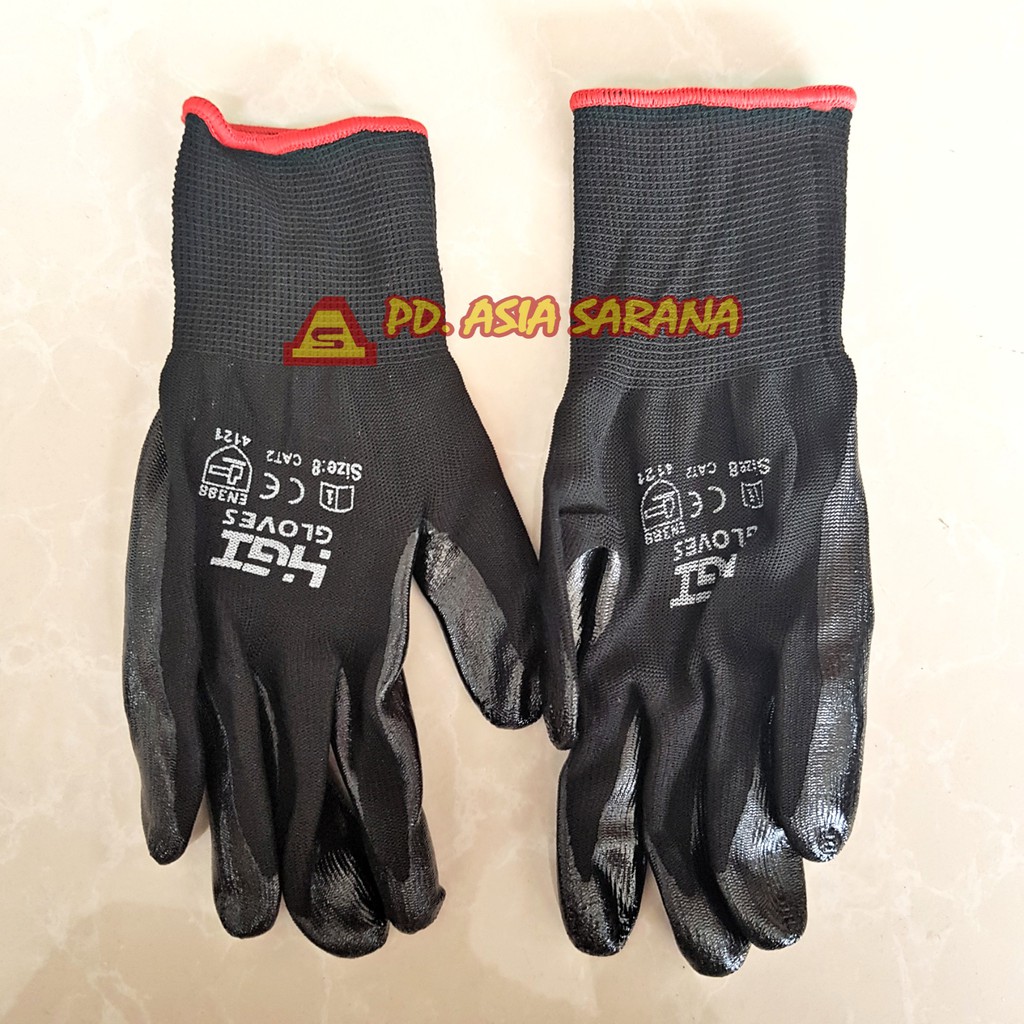 Safety Gloves Polyester Nitrile Grip HGI / Sarung Tangan Kerja Safety