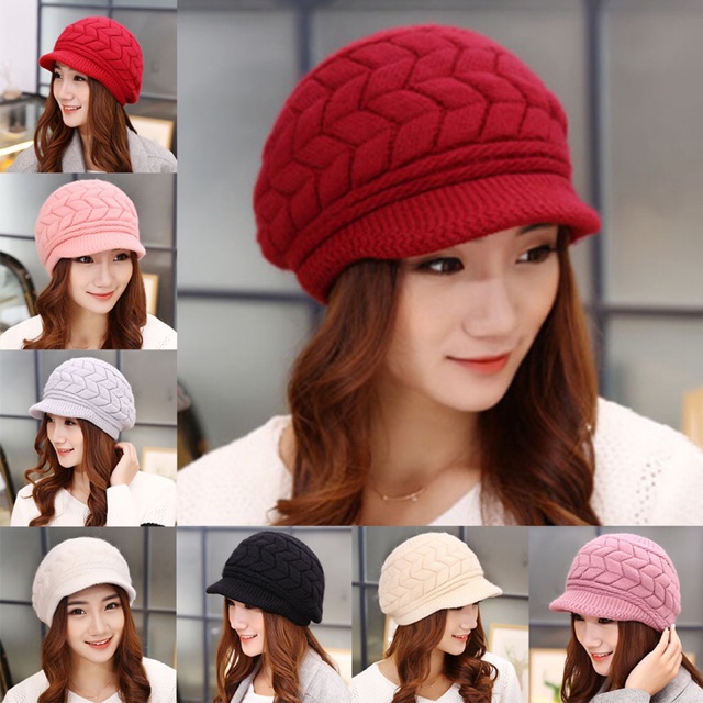 IMPORT Hat Fur Cap Topi Rajut Bulu Wool Winter Musim Dingin