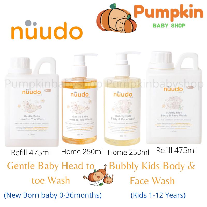 NUUDO gentle Baby Head to toe Wash / Nuudo Kids bubbly wash / Nuudo sabun bayi