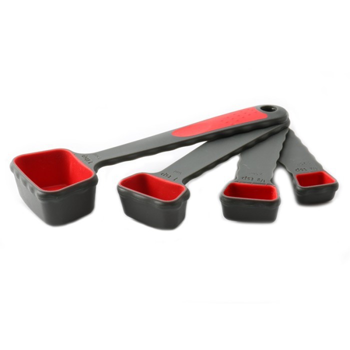Set 4 Sendok Ukur Plastik Motif Warna Merah / Hitam