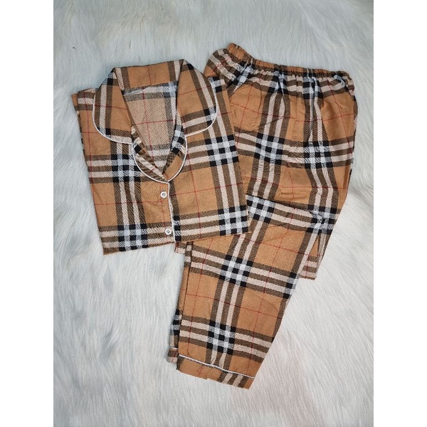 Baju Tidur Piyama Wanita/Cewek Pajamas Dewasa Katun Motif Daun-CP BURBERRY COKSU