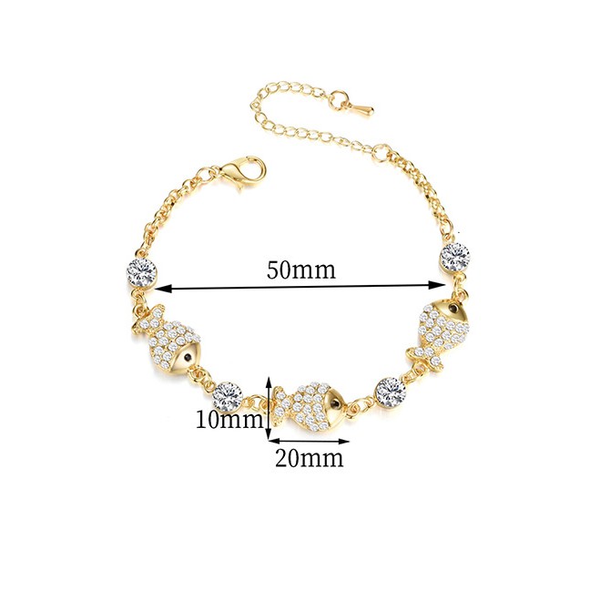 LRC Gelang Tangan Fashion Gold Color Fish Shape Decorated Bracelet