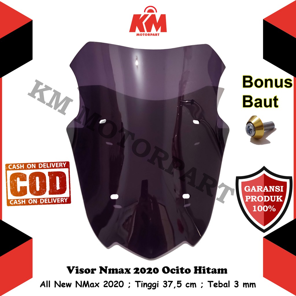 Visor Windshield NMax 2020 Ocito All New N Max Hitam dan Bening Tebal 3 mm &amp; 2 mm Bahan Mika Akrilik