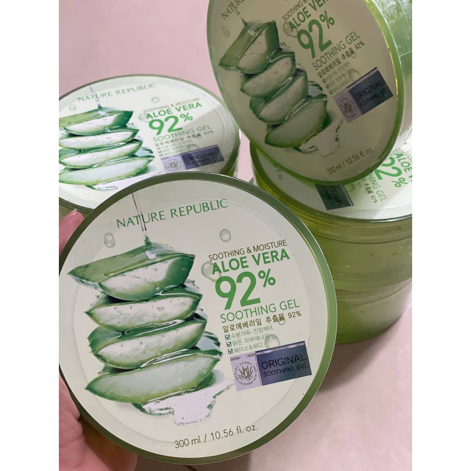 NATURE REPUBLIC Aloe vera 92% soothing gel-300ML ORIGINAL SEGEL HOLOGRAM