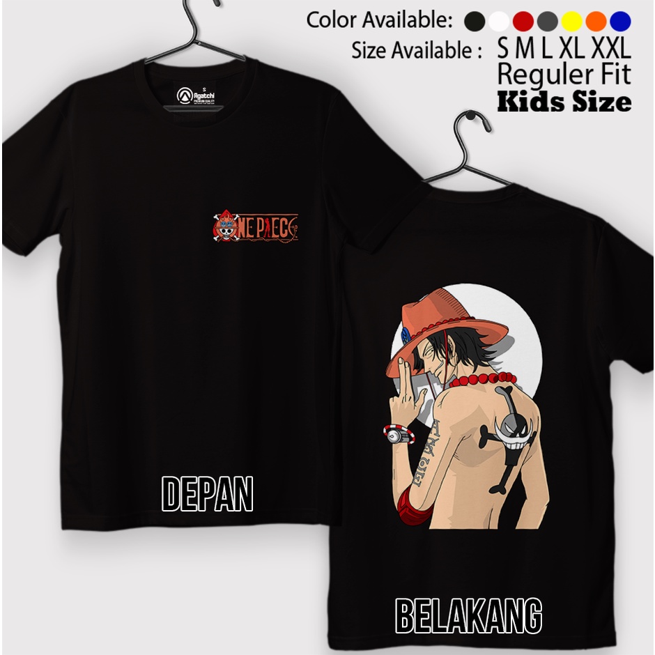 Baju Distro Kaos Atasan Anak Laki-Laki Anime One Piece Asce Ace