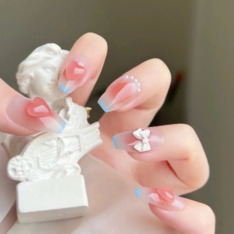 Kuku Palsu 【B133，lem cair】ganti warna Nikah Wedding False Nailart Pengantin Tangan