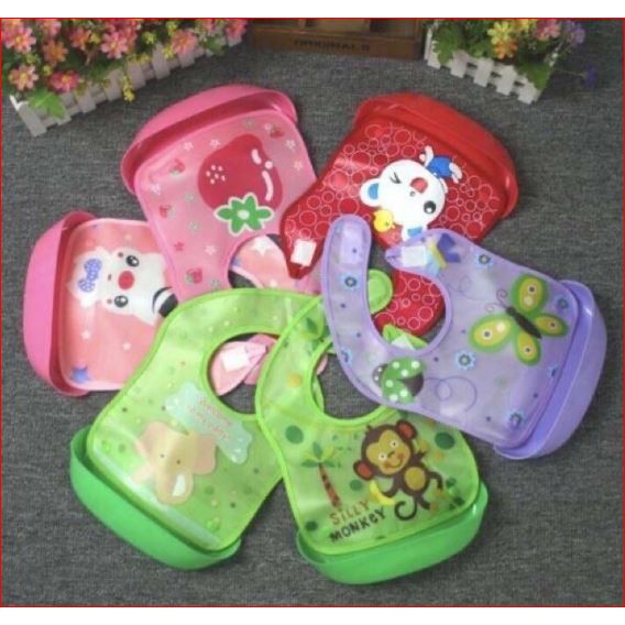 (NCS) Slabber Bayi WATERPROOF ANTI KOTOR / Baby Bibs Silikon Slaber Celemek Makan Bayi untuk Travel