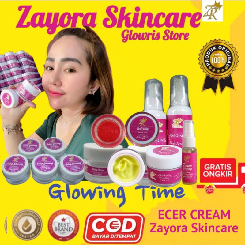 KRIM PEMUTIH WAJAH GLOWING PENGHILANG FLEK DALAM 5 HARI ECER KRIM ZAYORA SKINCARE UNTUK KULIT SUSAH PUTIH FLEK HITAM JERAWAT BRUNTUSAN DAN NORMAL