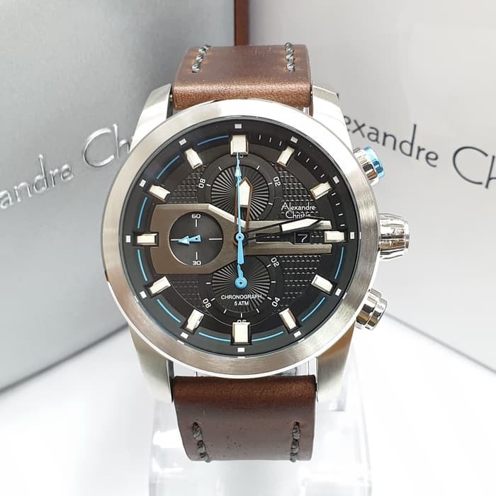 PROMO jam tangan pria alexander cristie original ac6270 / ac 6270 silver leather brown BEST SELLER
