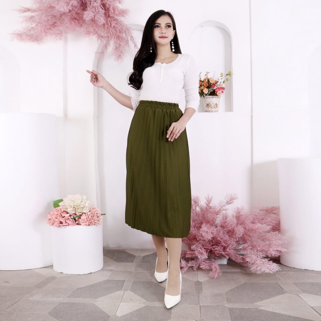 ROK PLISKET WANITA 7/8 BAHAN PREMIUM