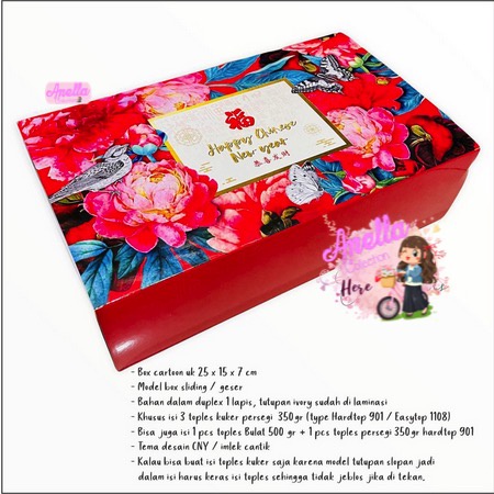 

Box Sliding kuker isi 3 toples CNY / Imlek size 25 x 15 x 7 cm