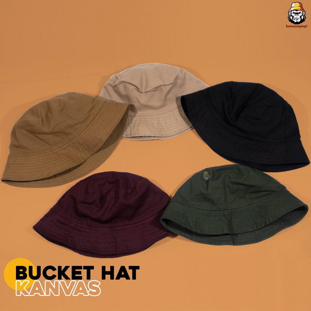 Topi Bucket Hat Premium Polos Bahan Kanvas Pria Wanita