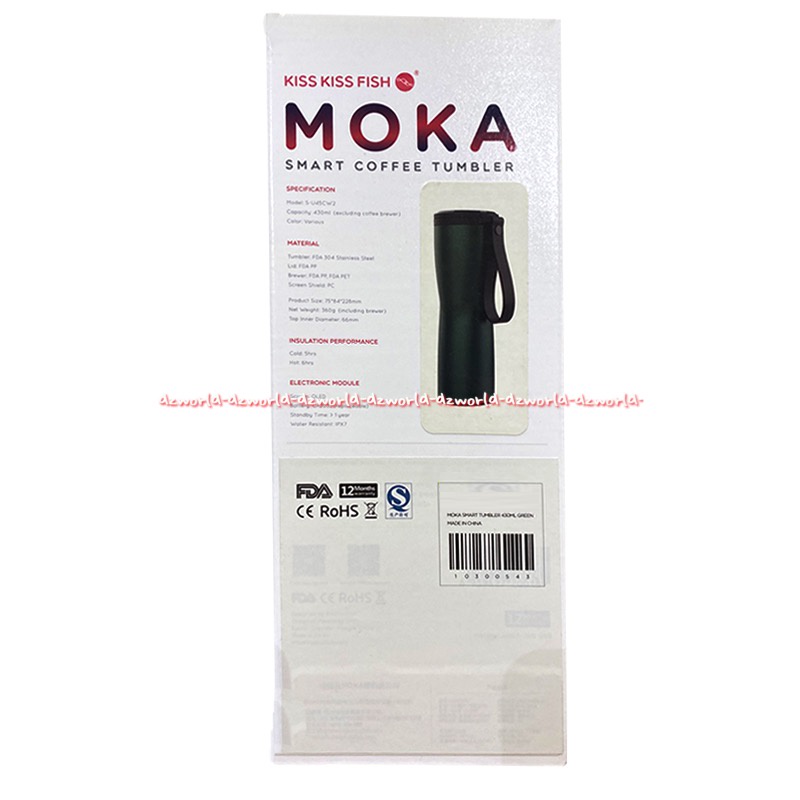 Moka Smart Coffee Tumbler 430ml Kiss Kiss Fish Pembuat Kopi Pemanas Air Pintar Mokka