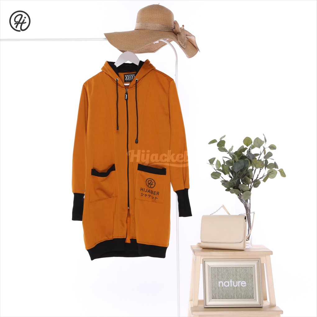 ⭐️BEST SELLER⭐️ Jaket Sweater Wanita Muslimah Hijaber - Hijacket Yukata Panjang Syari Hijab Hijaket-MARIGOLD