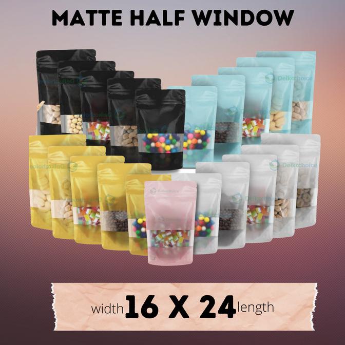 STANDING POUCH WINDOW ZIPLOCK MATTE DELKOCHOICE 16X24