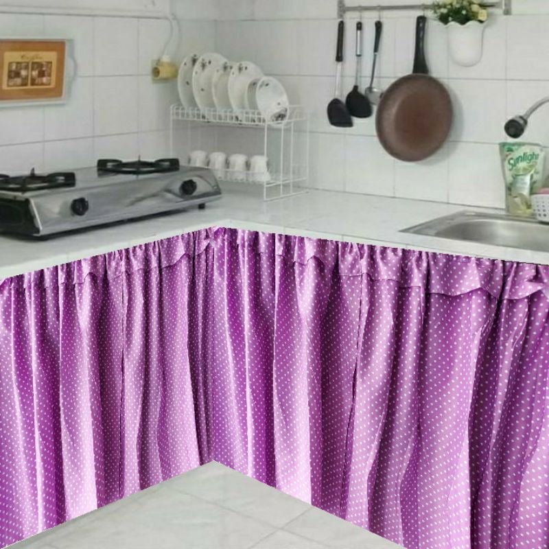 Hordeng kolong dapur - polkadot ungu