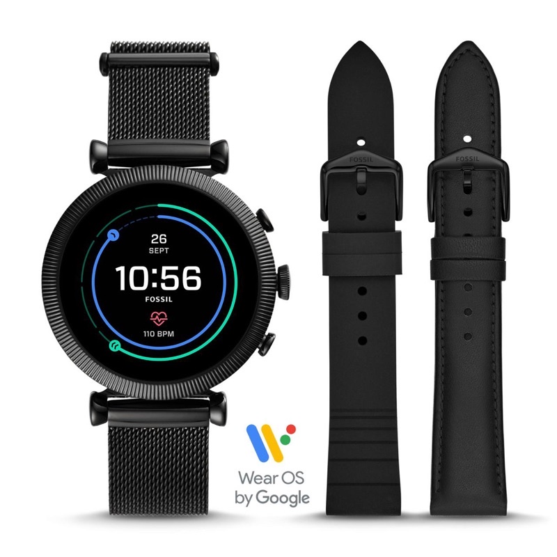 jam smartwatch fossil ftw6055set extra strap black hitam gen 4 unsealed buka segel
