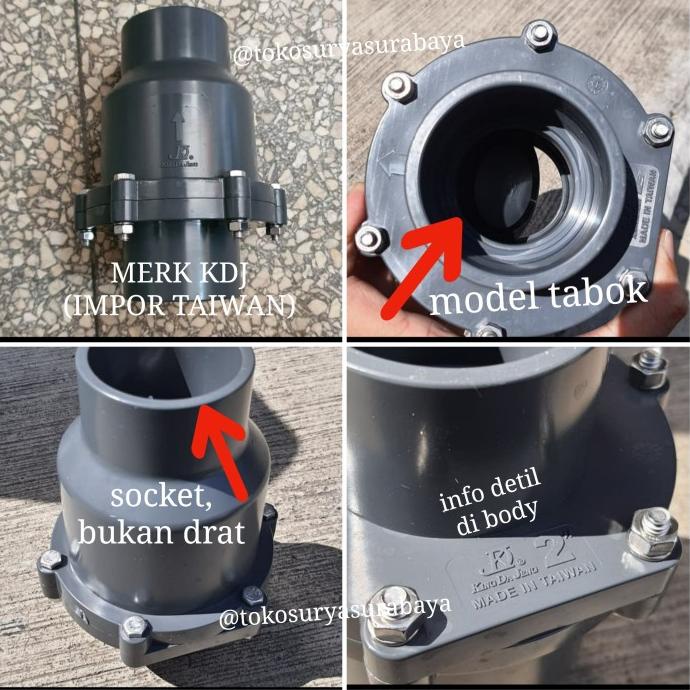 Swing Check Valve 2" PVC KDJ / TabokCheck Valve PVC 2 inch KDJ inci