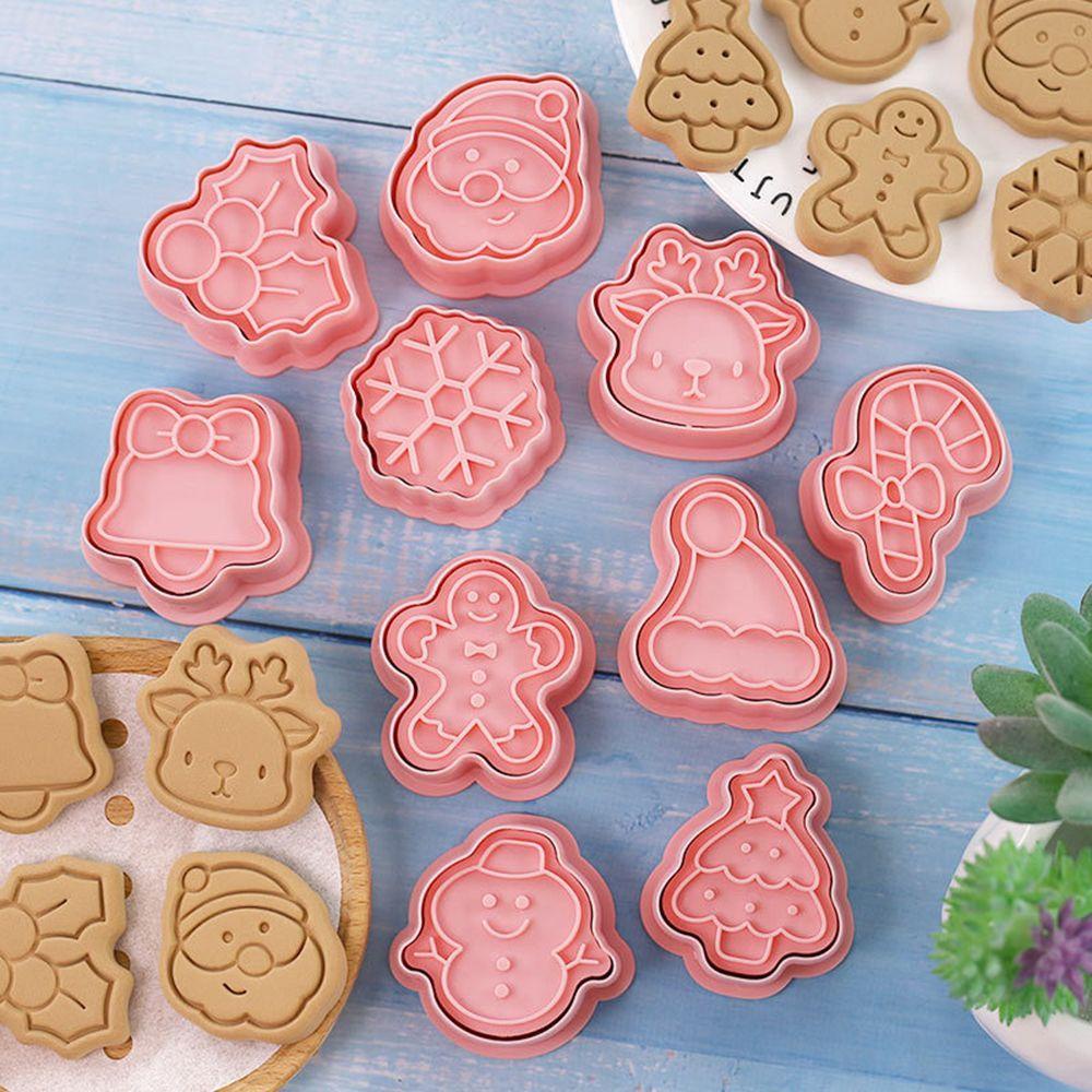 Solighter Cookie Cutters Decor Kits 3D Bakeware Cookie Stamp Kartun Pressable Baking Tools