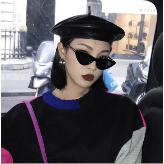 DF VZ027 Kacamata Segitiga Kacamata Korean Kacamata Hitam Ulzzang Triangle Vintage Cat Eye Sunglasse