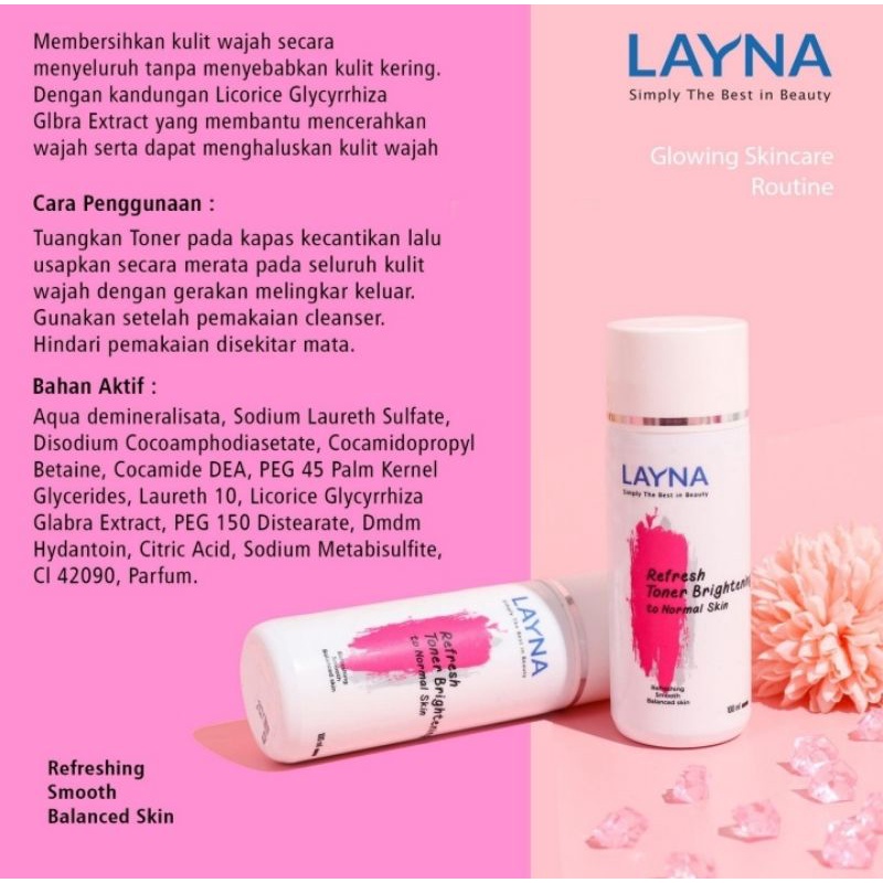 Skincare BPOM Glowing, Toner, Brightening, Layna Skincare