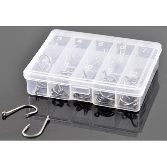 Long Handled Fishing Hook Ten OMTH99TP Division No 3-12 Set / Kail Pancing - Transparent