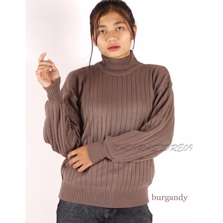 Pakaian Wanita Sweater Rajut Turtleneck