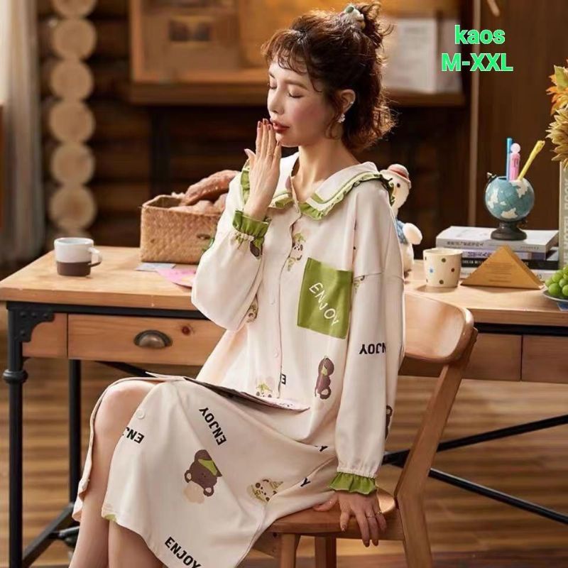 Daster Import Katun Premium Baju Tidur Dewasa Korean Style C13-B