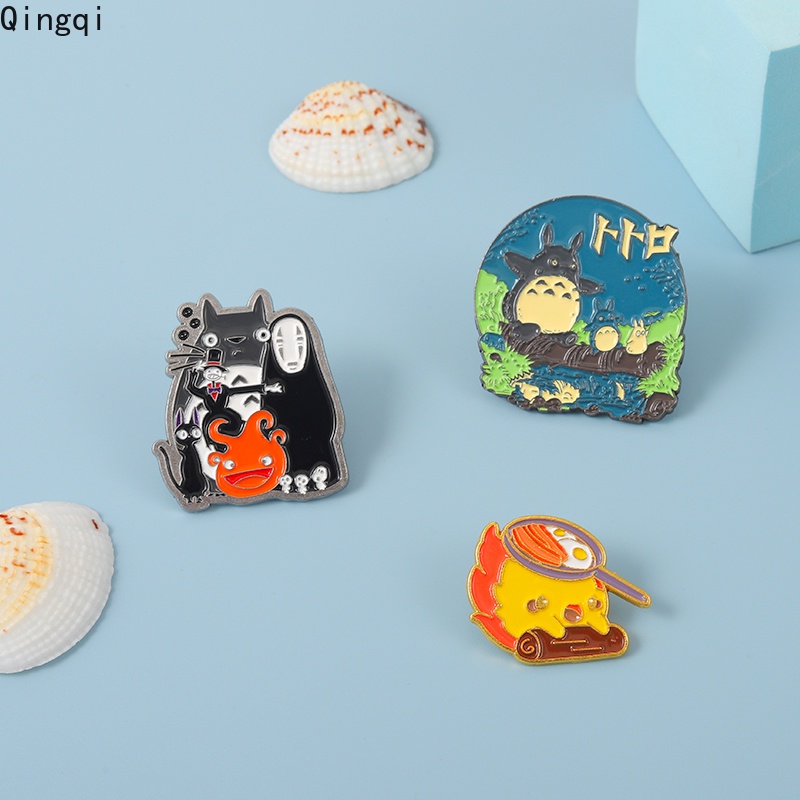 Bros Pin Enamel Desain Anime Totoro No Face Man Calcifer Untuk Anak