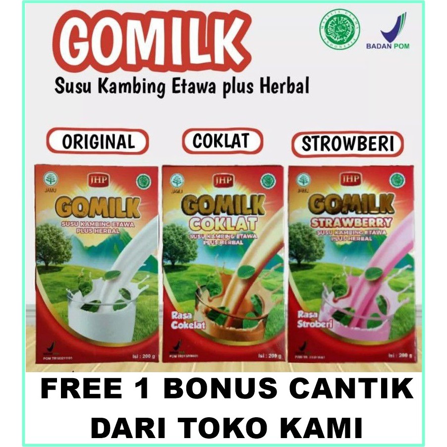 

GOMILK Susu Kambing Etawa Plus Herbal kemasan 200 gram FREE 1 BONUS CANTIK DARI TOKO KAMI cs56