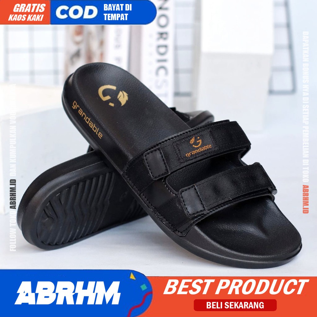 ABRHM x CHUTA Sandal Slide Pria Kekinian Sandal Slop Pria Kulit Pu Sendal Selop Cowok / Cowo Ori