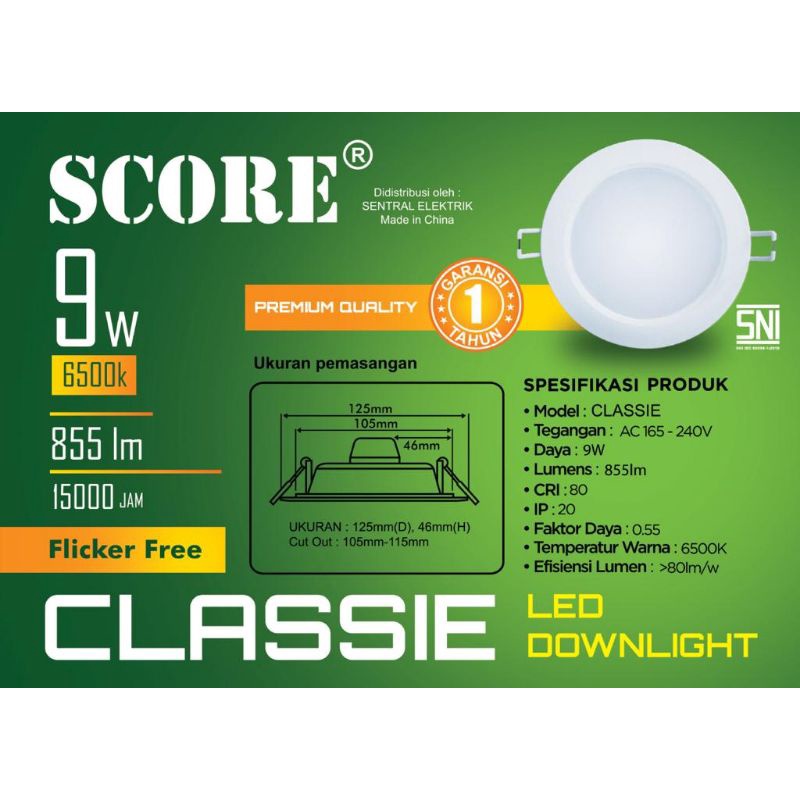 LAMPU LED PANEL SCORE 9W