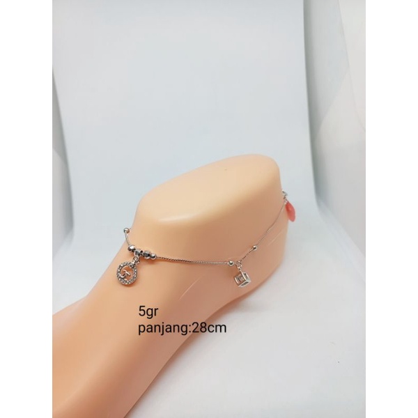 gelang kaki itali+m.kubus mp kombi /gelang kaki perak asli silver925 lapis emas