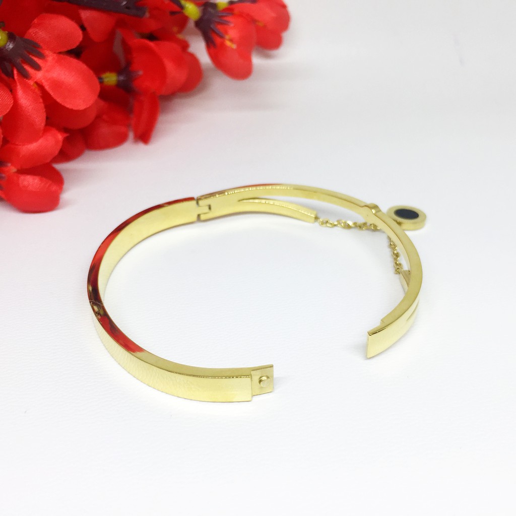 Gelang Titanium Branded Bulat Hitam Rose Gold Silver - BB442