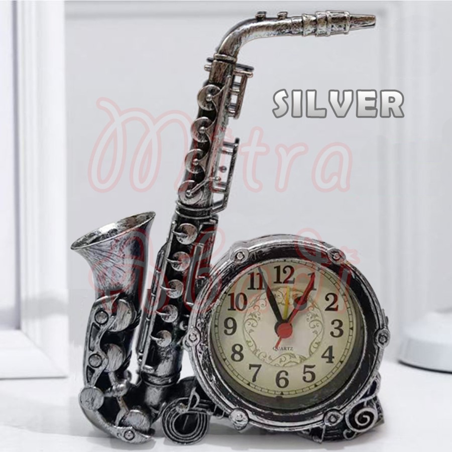 Jam Meja Vintage Saksofon / Vintage Mini Saxophone Model Alarm Clock