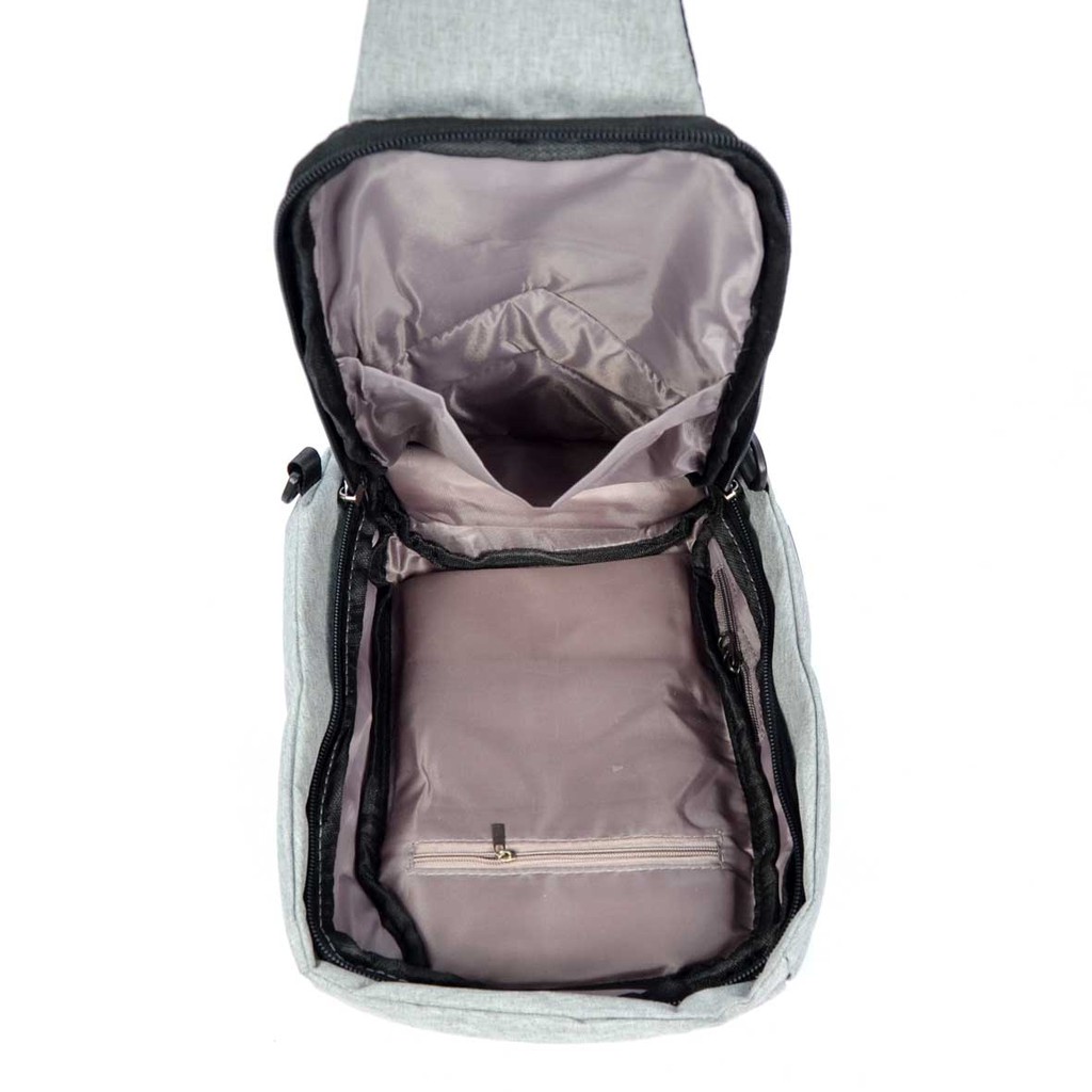 Tas Selempang Fashion Pria Sling Shoulder Bag Import Back Pack Travel USB 7094