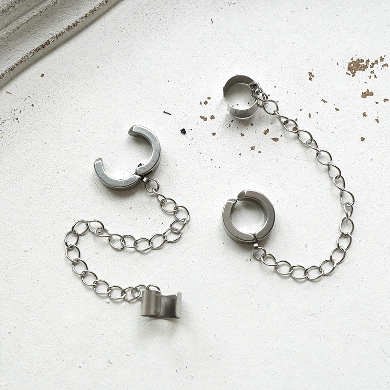 Earrings Accessories Titanium Steel Chain Ear Clips