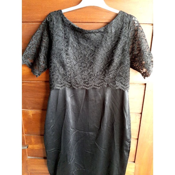 dress brokat hitam baju wanita