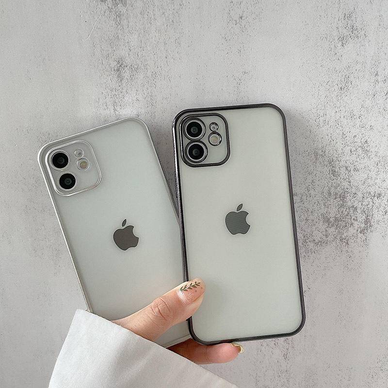 Soft Case Silikon Transparan Frosted Electroplating Untuk iPhone 13 12 11 Pro MAX Mini X XS MAX XR SE 2022 2020 6 6S 7 8 Plus