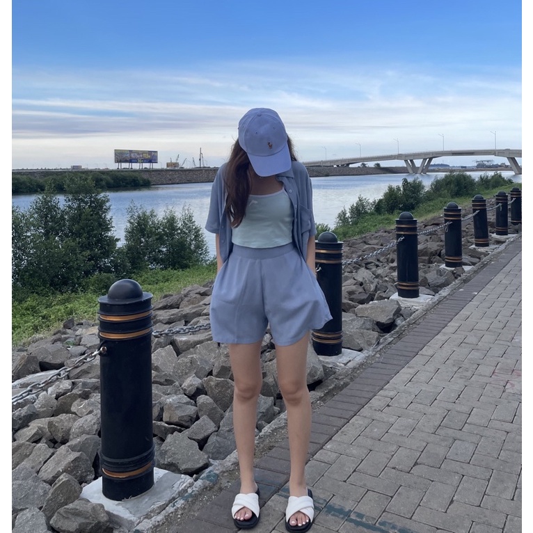 LACHEL Elisa Shirt Set ( Shirt + Pants )-Baby blue