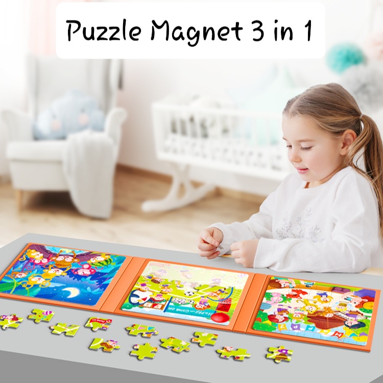 [MS]Buku Puzzle Magnet 3 in 1 Dengan 5 Step Variasi / Booklet Magnetic Puzzle 3 in 1 / Leveled Puzzle 5 Step / Mainan Anak Puzzle Magnet