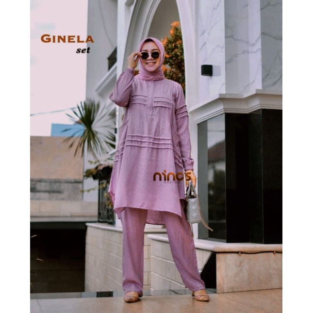 ONESET TUNIK GINELA AIRFLOW IMPORT/ STELAN CELANA / FASHION WANITA