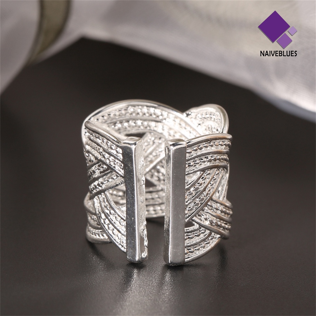 Cincin Model Terbuka Bahan 925 Silver Plated Untuk Wanita