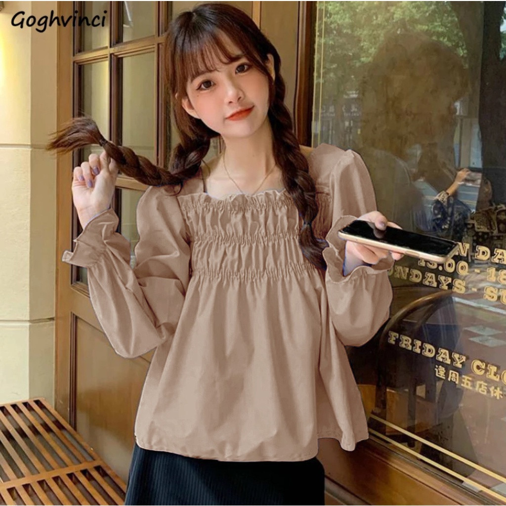 Atasan Wanita Kerut Dada Lengan Panjang / Blouse Peplum Bahan Adem 844