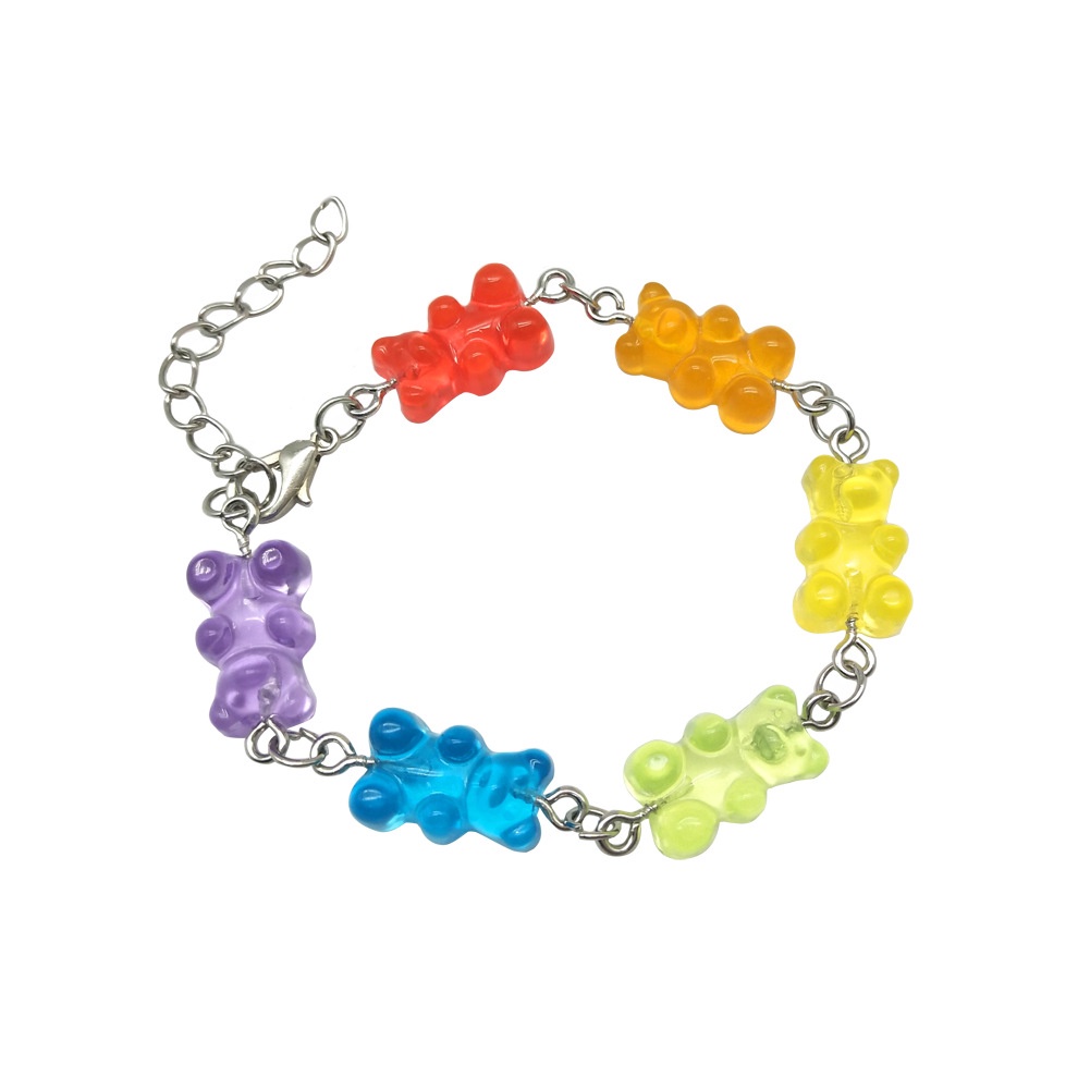 Rainbow Candy Color Gummy Bear Candy Bracelet Fun Cute Girl Accessories