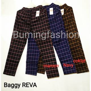  Celana  tartan motif kotak  Baggy  REVA ZARRA tartan pants  