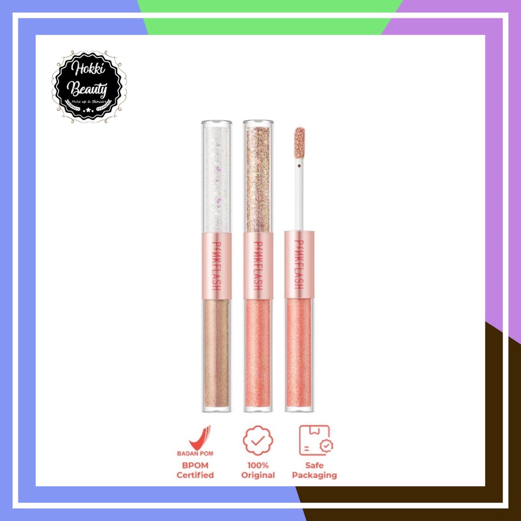 PINKFLASH (E18) DoubleGlow 2 in 1 All Glow Liquid Eyeshadow Waterproof Eye Makeup High Pigment Lightweight 3 Colors