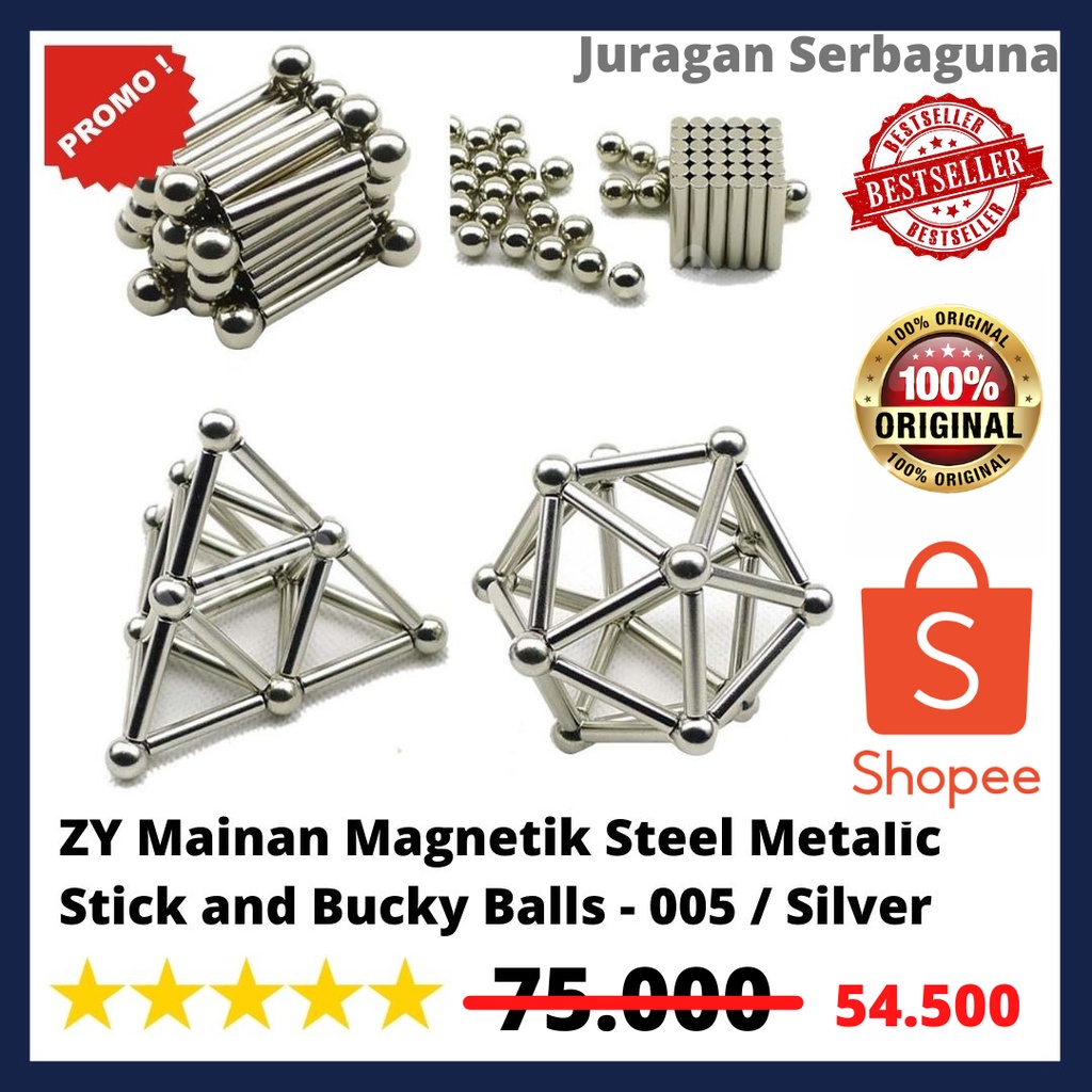 ZY Mainan Magnetik Steel Metalic Stick and Bucky Balls - 005 / Silver