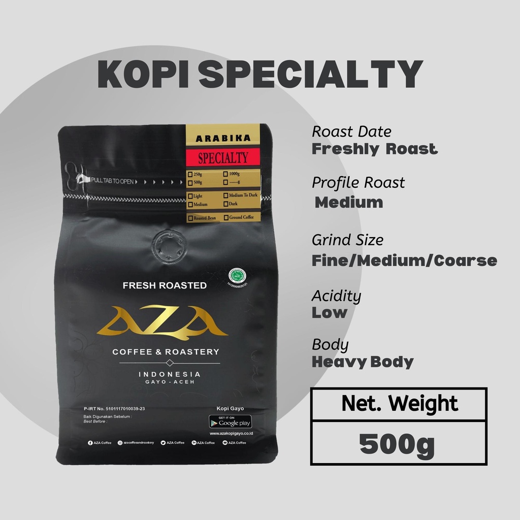 

AZA Coffee-Kopi Specialty Arabika Gayo Aceh Coffe 500g